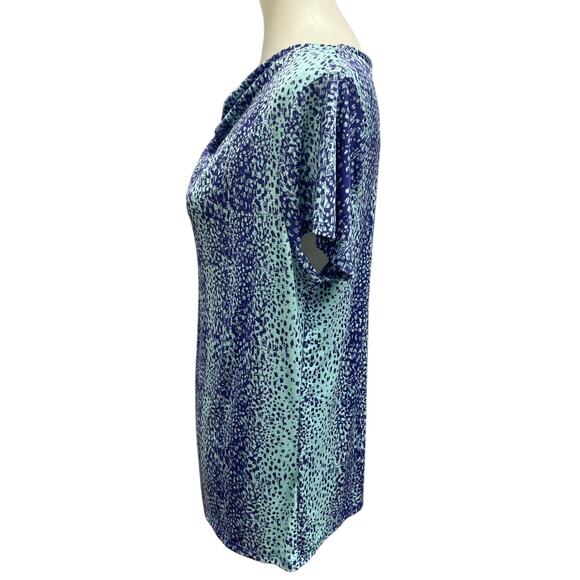 Jaclyn Smith Womens Medium Short Sleeve Swoop Neck Polka Dot Stripe Blouse - Picture 2 of 4